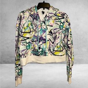 Wild Fable Streetwear Graffiti Core Women's Cropped Graffiti Hoodie Sweatshirt M